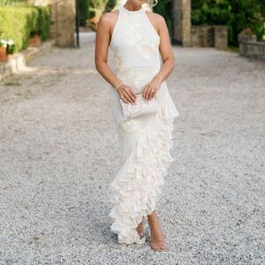 Elegant Cream Ruffle Dress